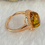 Natural Yellow Amber in S925 Rose Gold Color Ring 2.45g 13.0 by 8.7 by 6.0mm - Huangs Jadeite and Jewelry Pte Ltd
