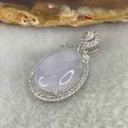 Type A Deep Lavender Cabochon Jadeite in S925 Sliver with Crystal Charm 4.30g 15.6 by 11.7 by 5.0mm - Huangs Jadeite and Jewelry Pte Ltd