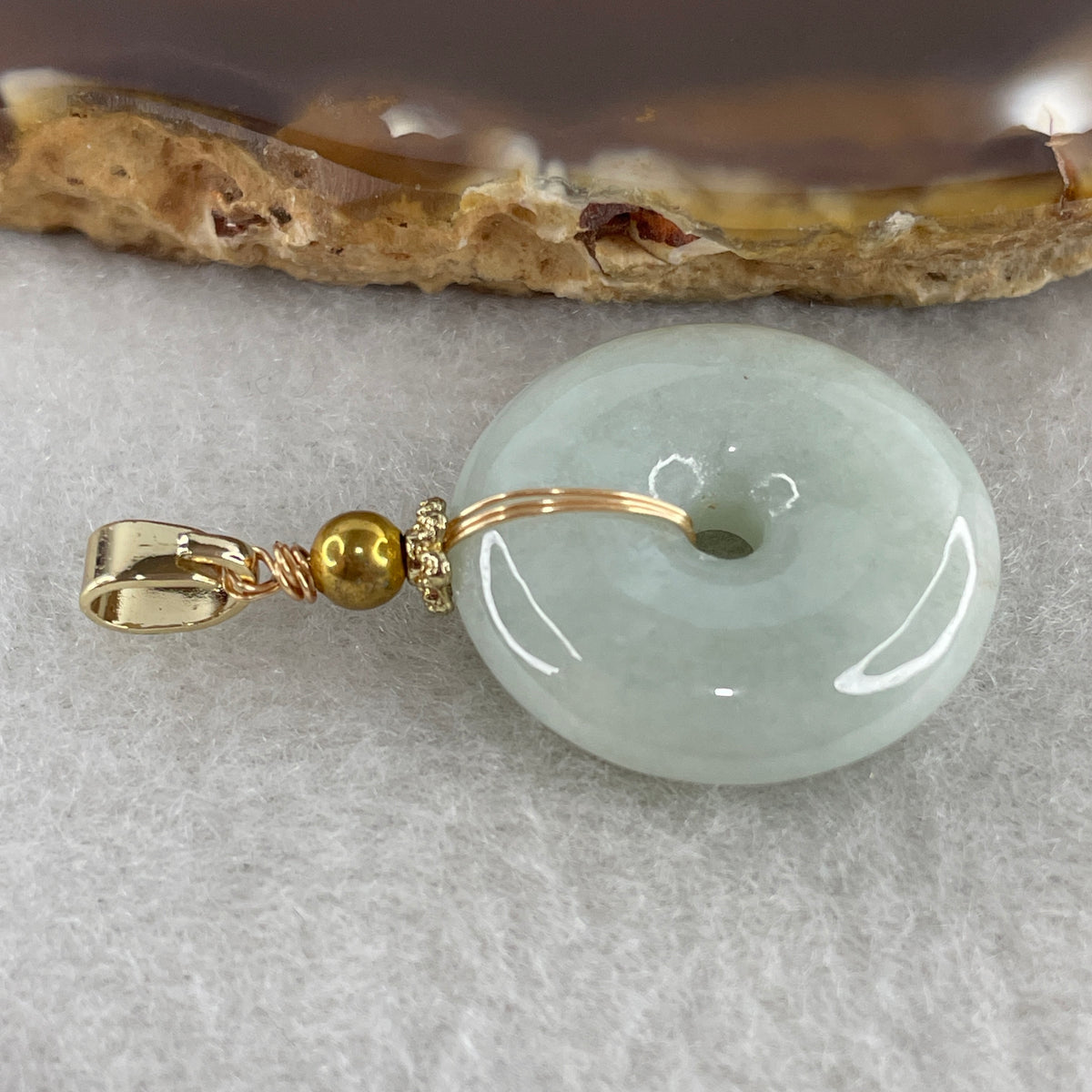 Natural Type A Light Green Jadeite Ping An Kou Pendant | Plump Jade Peace Disc Talisman (6.39g | 21.6 x 6.1mm) - Huangs Jadeite and Jewelry Pte Ltd