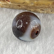 Natural Powerful Tibetan Old Oily Agate Tiger Tooth Daluo Dzi Bead Heavenly Master (Tian Zhu) 虎呀天诛 1.42g 9.9 by 10.3mm - Huangs Jadeite and Jewelry Pte Ltd