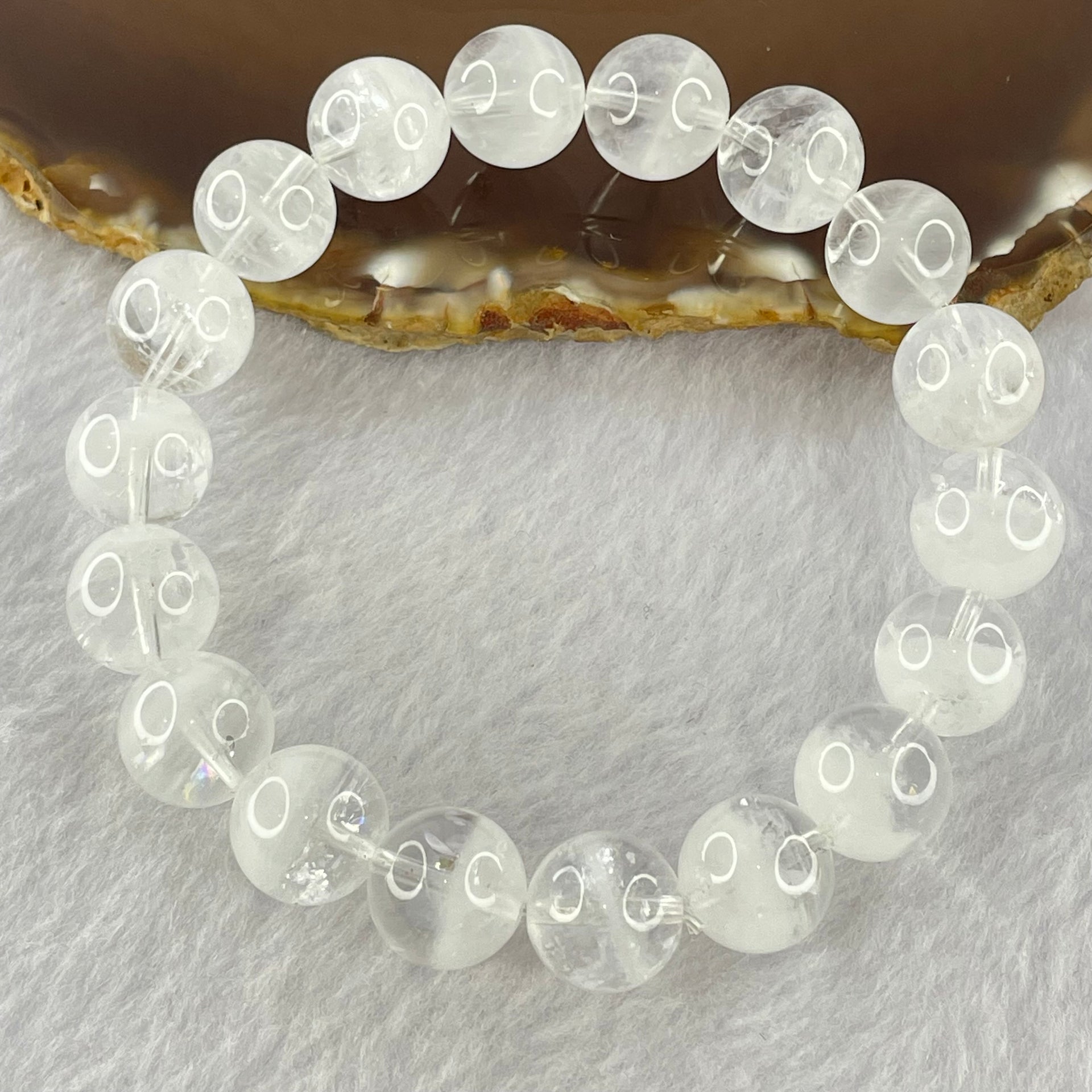 Natural White Phantom Quartz Beads Bracelet 39.95g 18cm 11.9mm 18 Beads - Huangs Jadeite and Jewelry Pte Ltd