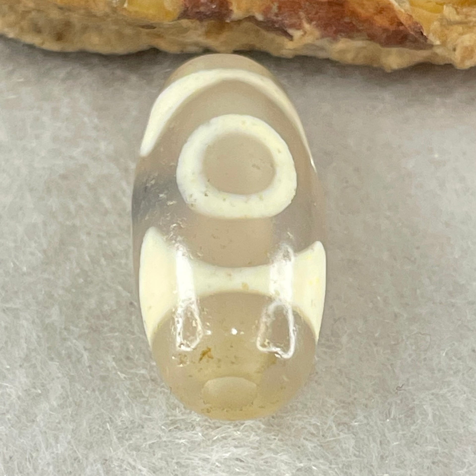 Natural Powerful Tibetan Old Oily Agate 3 Eyes Dzi Bead Heavenly Master (Tian Zhu) 三眼天诛 2.60g 19.9 by 9.6mm - Huangs Jadeite and Jewelry Pte Ltd