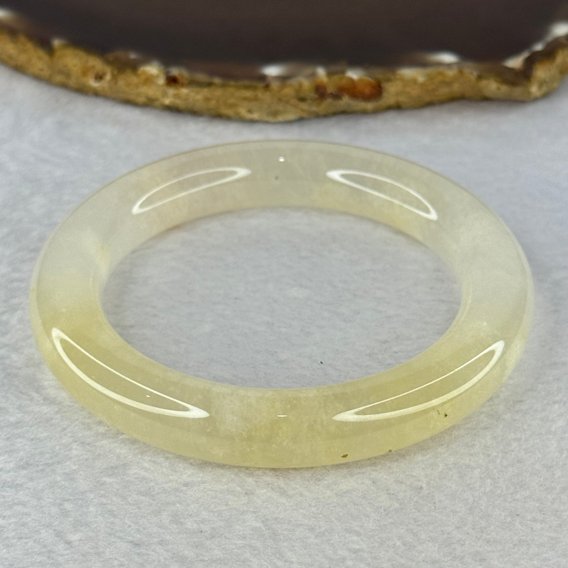 Transparent Yellow to White Quartzite Jade Bangle 天山玉手镯 Internal Diameter 56.9mm 60.55g 11.7 by 11.7mm - Huangs Jadeite and Jewelry Pte Ltd
