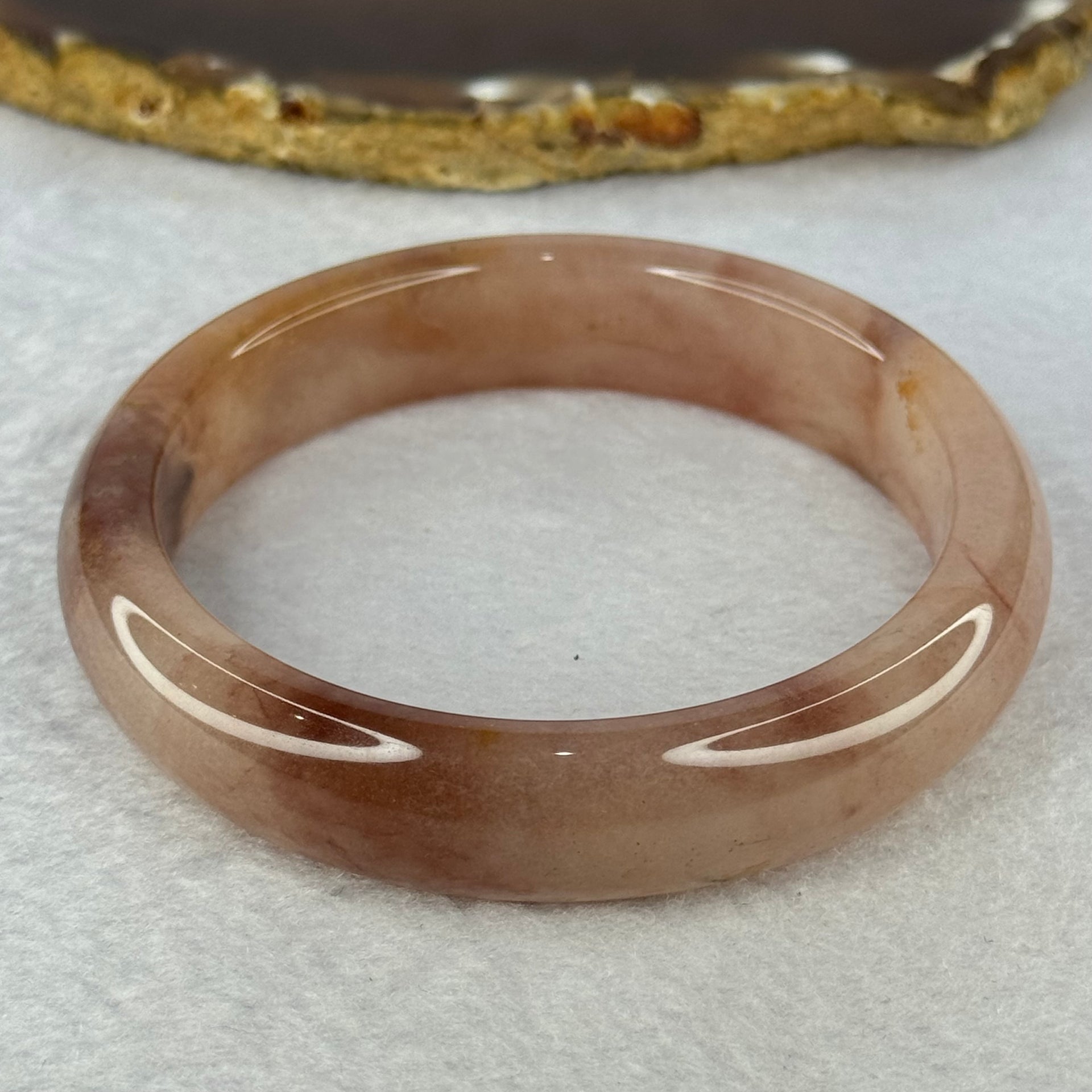 Transparent Pink with Purple and Peach Quartzite Jade Bangle 天山玉手镯 62.0mm 59.40g 15.0 by 9.0mm - Huangs Jadeite and Jewelry Pte Ltd