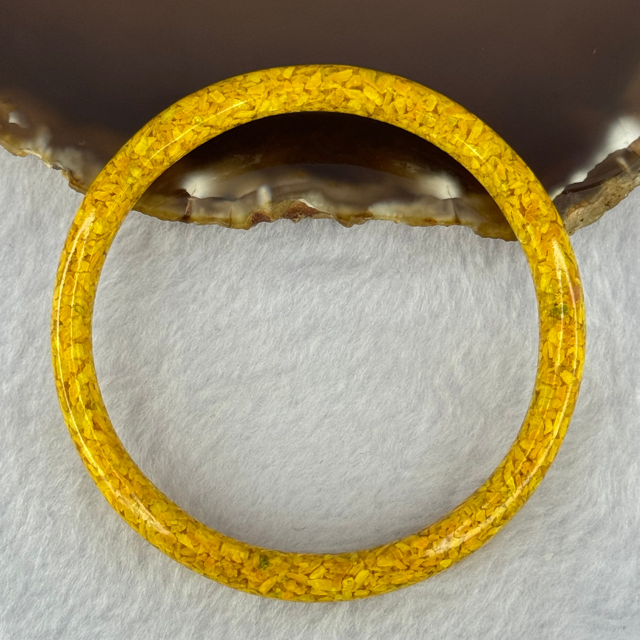 Natural Yellow Cinnabar Bangle 20.30g Internal Diameter 57.7mm  9.9 by 6.3mm - Huangs Jadeite and Jewelry Pte Ltd