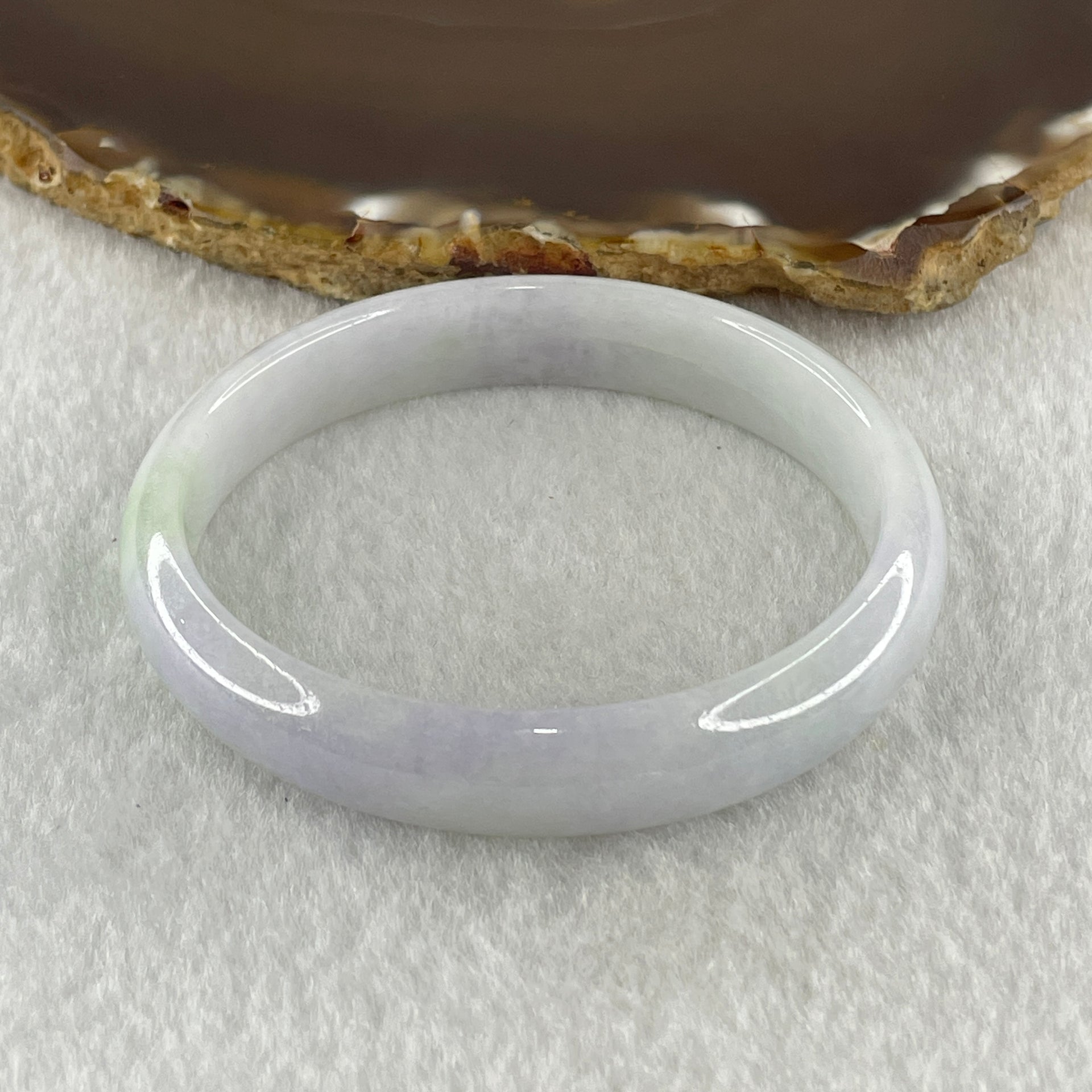 Natural Type A Light Lavender Light Green Jadeite Oval Bangle 30.82g Inner Diameter 54.5mm 11.5 by 6.4mm (Slight External Line) - Huangs Jadeite and Jewelry Pte Ltd