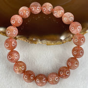 Average Grade Natural Red Sunstone Beads Bracelet 33.85g 16cm 11.2mm 18 Beads - Huangs Jadeite and Jewelry Pte Ltd