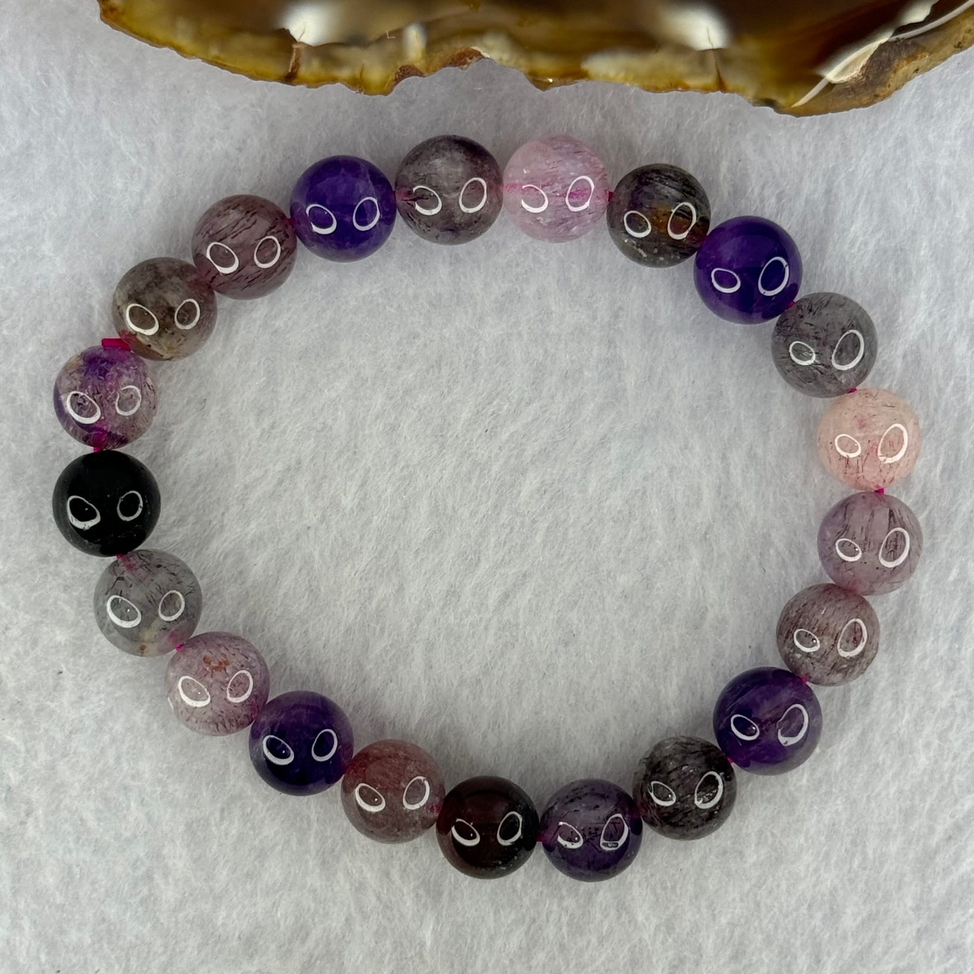 Natural Super 7 Beads Bracelet 21.80g 16cm 9.2mm 21 Beads - Huangs Jadeite and Jewelry Pte Ltd