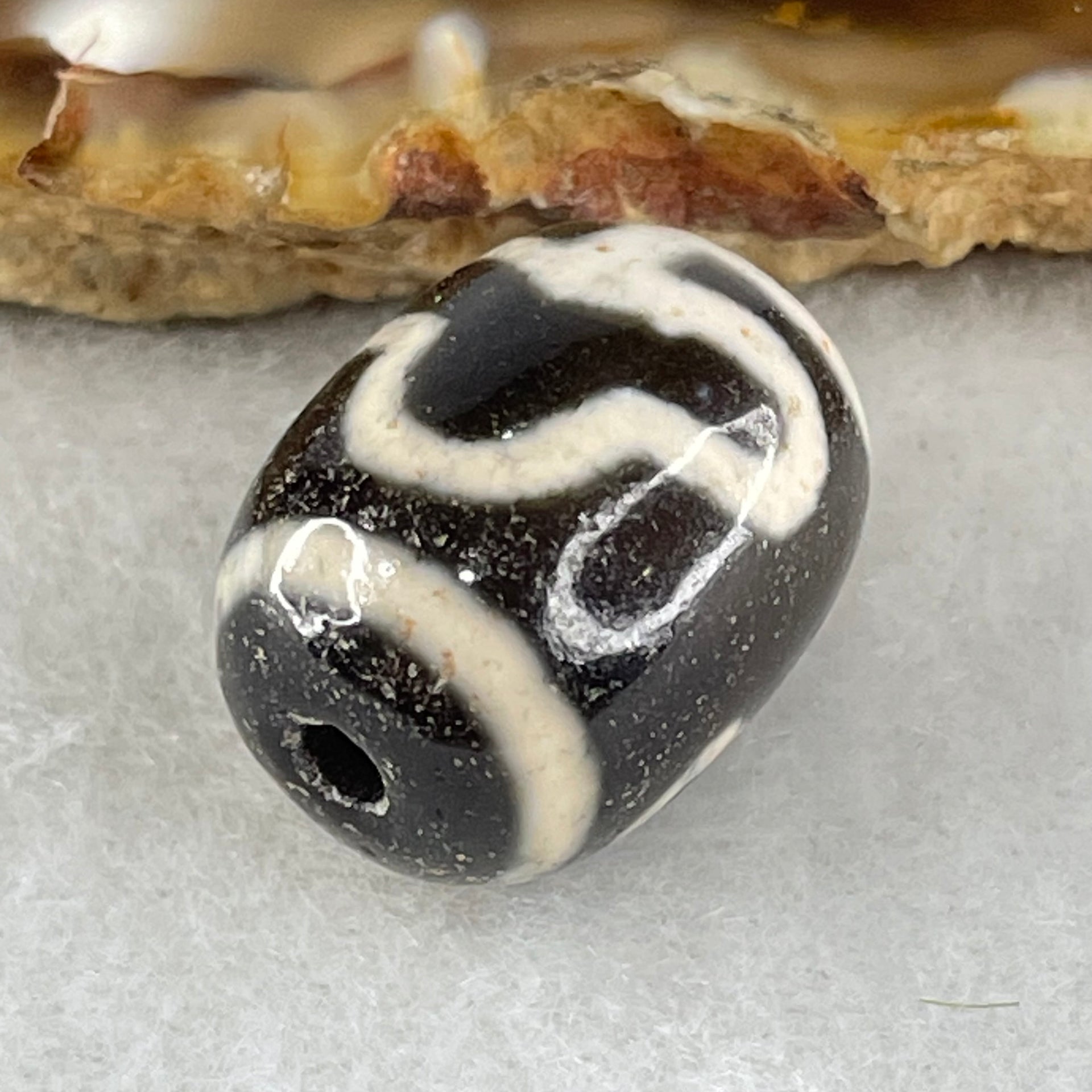 Natural Powerful Tibetan Old Oily Agate Double Bodhi Tree Dzi Bead Heavenly Master (Tian Zhu) 菩提树天珠 4.85g 17.5 by 13.5mm - Huangs Jadeite and Jewelry Pte Ltd