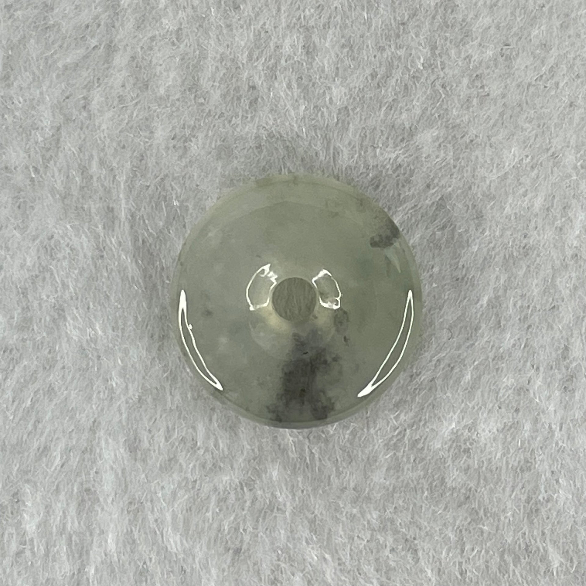Type A Icy Wuji Grey Jadeite Ping An Kou Donut Charm Pendant 2.04g 15.2 by 4.0mm - Huangs Jadeite and Jewelry Pte Ltd