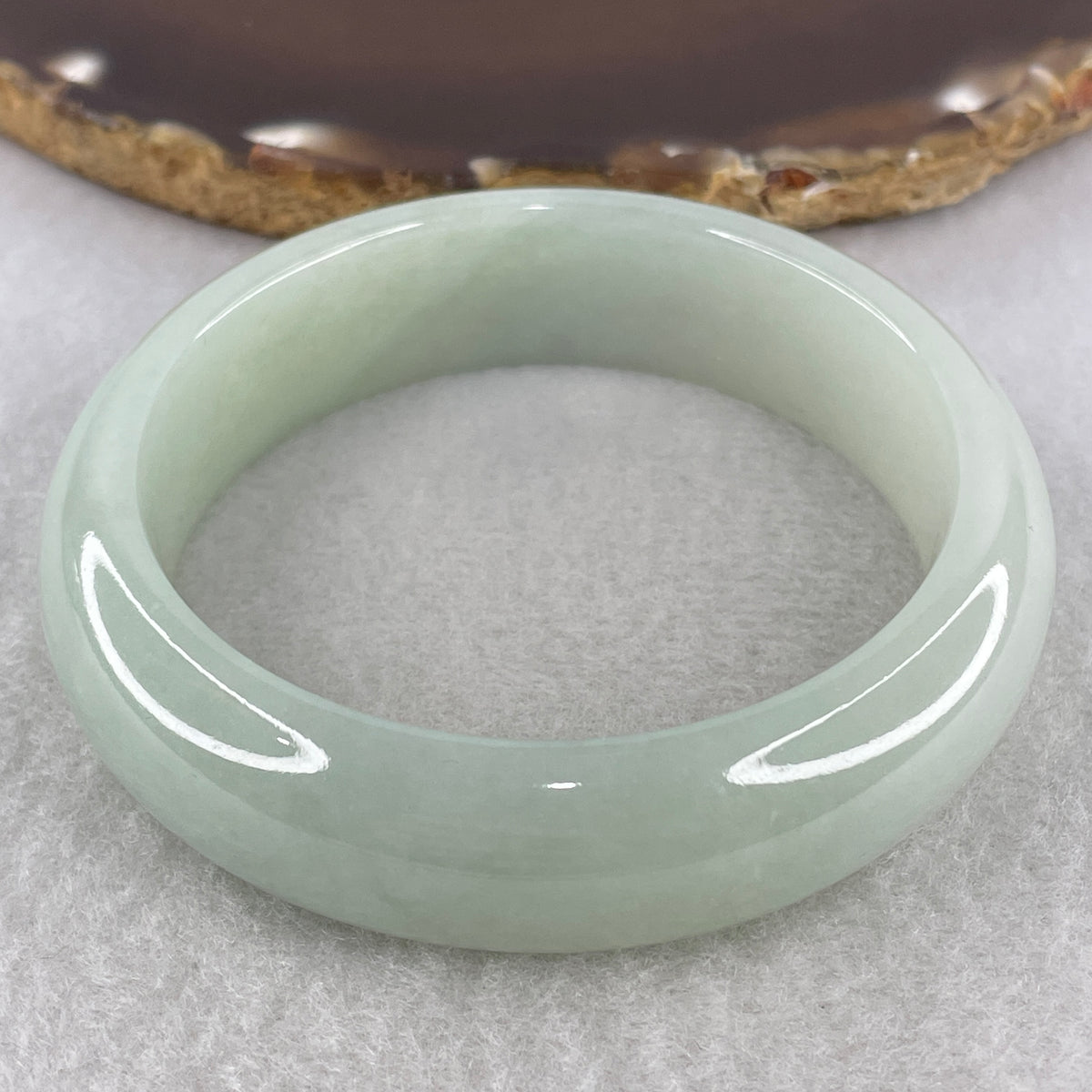 Certified Natural Type A Light Green Jadeite Bangle | (71.72g | 54.8mm Inner Diameter | 16.2mm Wide x 8.9mm | Perfect | Radiance, Steady Wealth "Zheng Cai" Anchor & Feng Shui Prosperity Catalyst) - Huangs Jadeite and Jewelry Pte Ltd