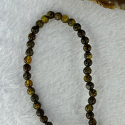 Natural Dark Brown Flower Amber Beads Elastic Necklace 8.02g 50cm 5.4mm 105 Beads - Huangs Jadeite and Jewelry Pte Ltd