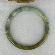 Type A Brownish Green with Green Piao Hua Jadeite Bangle 19.16g Internal Diameter 53.5mm 6.5 by 6.7mm (Slight External Line) - Huangs Jadeite and Jewelry Pte Ltd