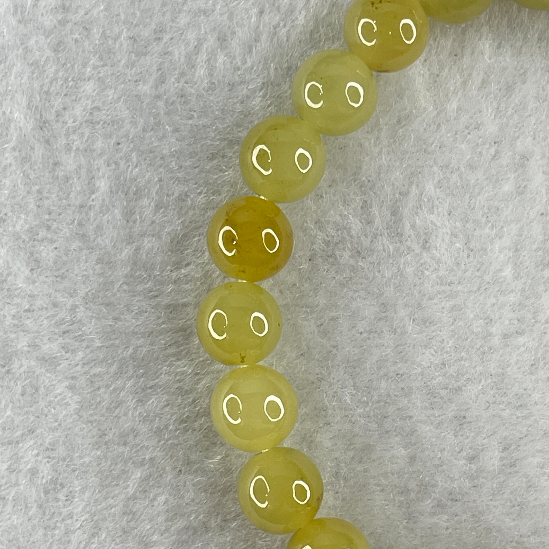 High Grade Natural Type A Intense Yellow Jadeite  Beads Bracelet 18.28g 15cm 7.8mm 24 Beads - Huangs Jadeite and Jewelry Pte Ltd