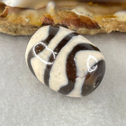 Natural Powerful Tibetan Old Oily Agate Double Tiger Tooth Daluo Dzi Bead Heavenly Master (Tian Zhu) 虎呀天诛 4.72g 17.8 by 13.2mm - Huangs Jadeite and Jewelry Pte Ltd