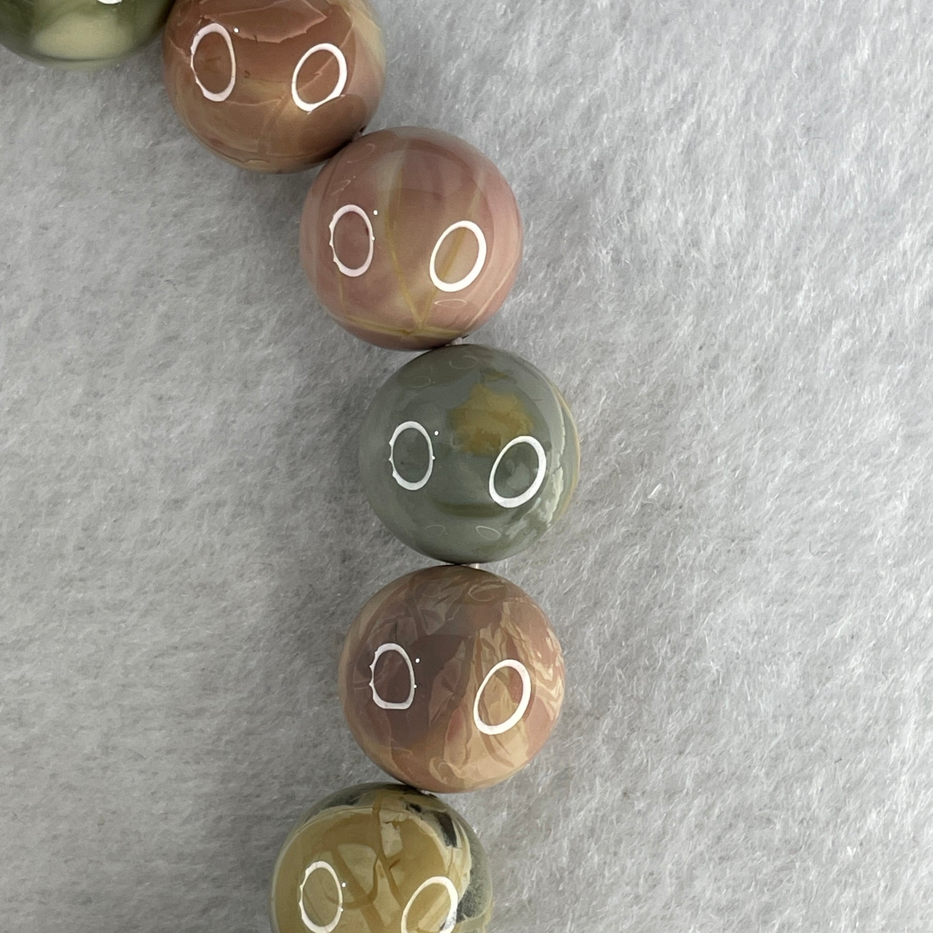 Certified Natural Alashan Agate Pastel Green Beads Bracelet 49.658g 17cm 13.3mm 16Beads - Huangs Jadeite and Jewelry Pte Ltd