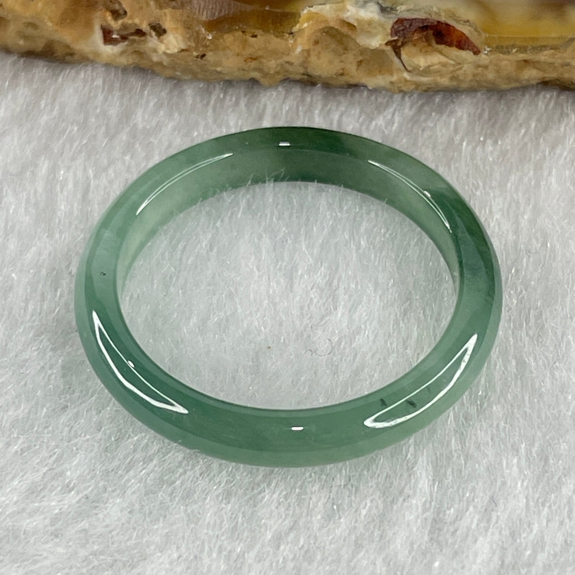 Natural Type A Semi Icy Blueish Green Jadeite Ring 1.33g 3.4 by 2.5 US7.3 HK16 (Close to Perfect) - Huangs Jadeite and Jewelry Pte Ltd
