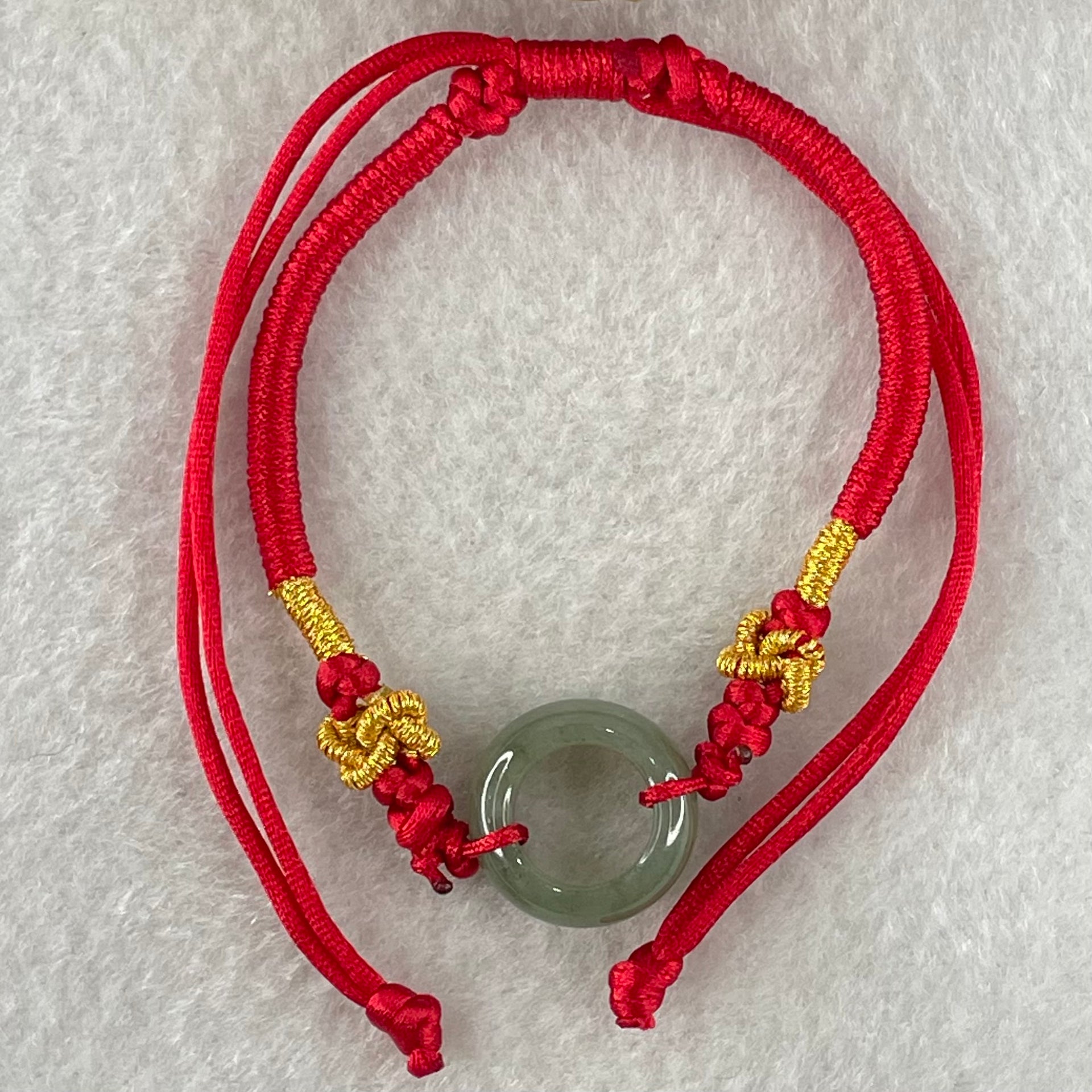 Type A Blueish Green Jadeite Ping An Kou String Bracelet 2.85g 14.8 by 6.1mm - Huangs Jadeite and Jewelry Pte Ltd