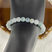 Natural Type A Semi Icy Lavender with Blueish Green Piao Hua Jadeite Beads Bracelet 15.79g 15cm 7.2mm 26Beads - Huangs Jadeite and Jewelry Pte Ltd