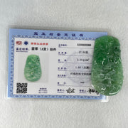 Type A Semi Icy Bright Green Jadeite Double Sided Shan Shui with Gui Ren Benefactor Pendant 47.64g 76.5 by 39.9 by 9.0mm - Huangs Jadeite and Jewelry Pte Ltd