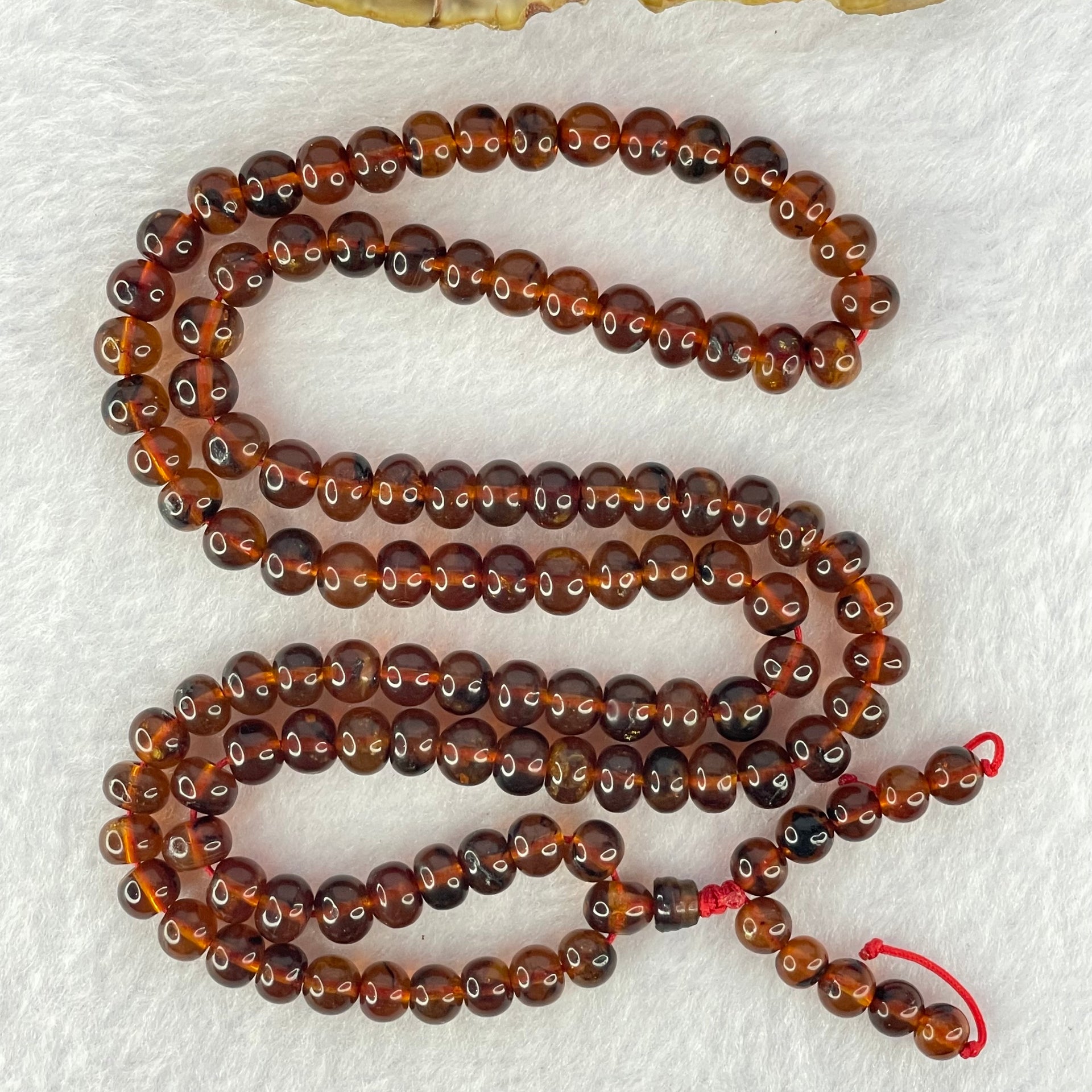 Natural Blood Red Amber Beads Necklace 天然血珀项链 16.14g 58cm 6.1mm 108 Beads - Huangs Jadeite and Jewelry Pte Ltd