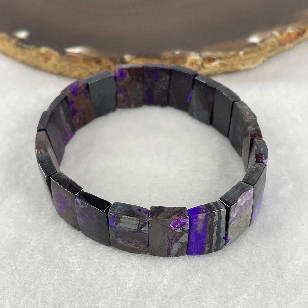Certified Very Good Grade Natural Sugilite Shou Pai Bracelet | 13.6mm Royal Purple (26.185g | 17cm Wrist Sizing | 21 Pcs)