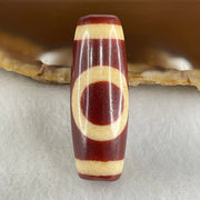 Natural Powerful Tibetan Old Oily Red White Agate One Eye Gold Metal Element Dzi Bead Heavenly Master (Tian Zhu) 一眼金天珠 10.96g 37.5 by 13.5mm - Huangs Jadeite and Jewelry Pte Ltd