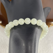Natural Type A Jelly Light Green Jadeite Beads Bracelet | (24.96g | 20cm | 8.1mm x 24 Beads | Heart Chakra Radiance, "Ping An" Smooth Luck & Feng Shui Prosperity Catalyst) - Huangs Jadeite and Jewelry Pte Ltd