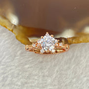 Colourless Cubic Zirconia with Crystals In PT950 Plated Sliver Rose Gold Color Ring (Adjustable Size) 2.44g 6.2 by 4.2mm - Huangs Jadeite and Jewelry Pte Ltd