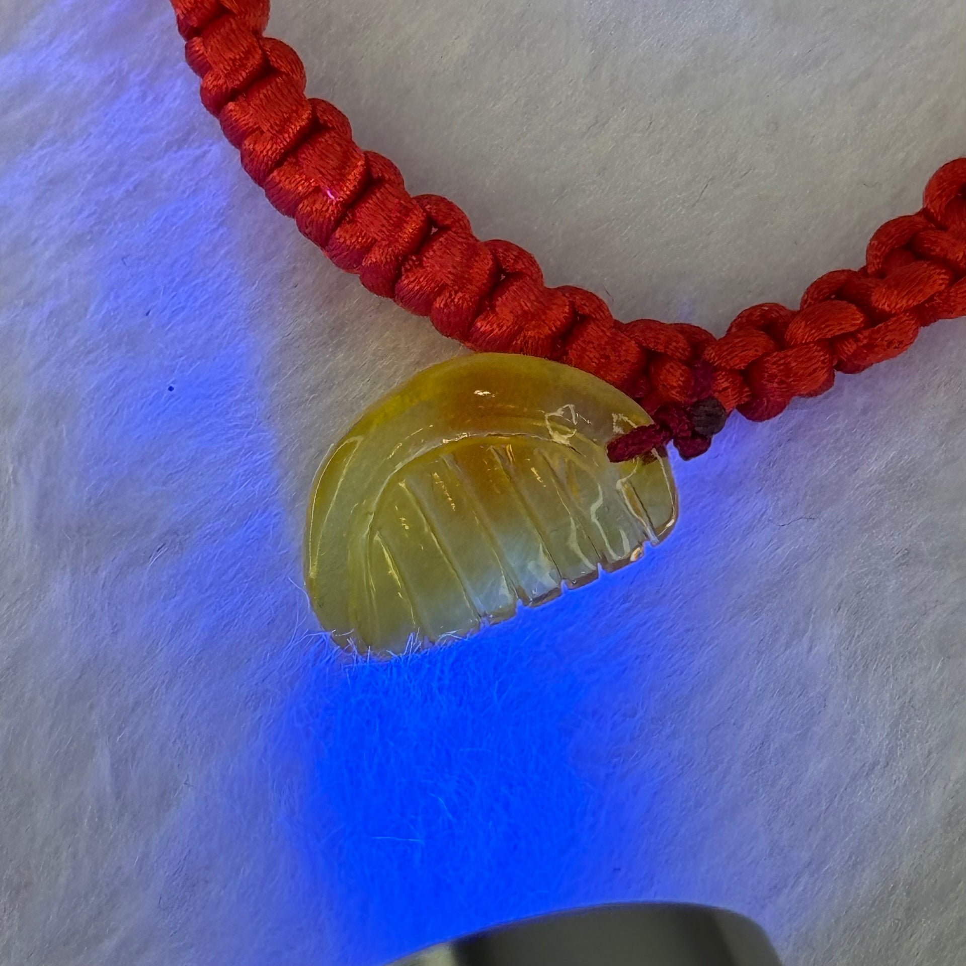 Natural Golden Yellow Amber Comb Charm in Red String Bracelet 2.57g Adjustable Size 17.1 by 11.5 by 3.3mm - Huangs Jadeite and Jewelry Pte Ltd