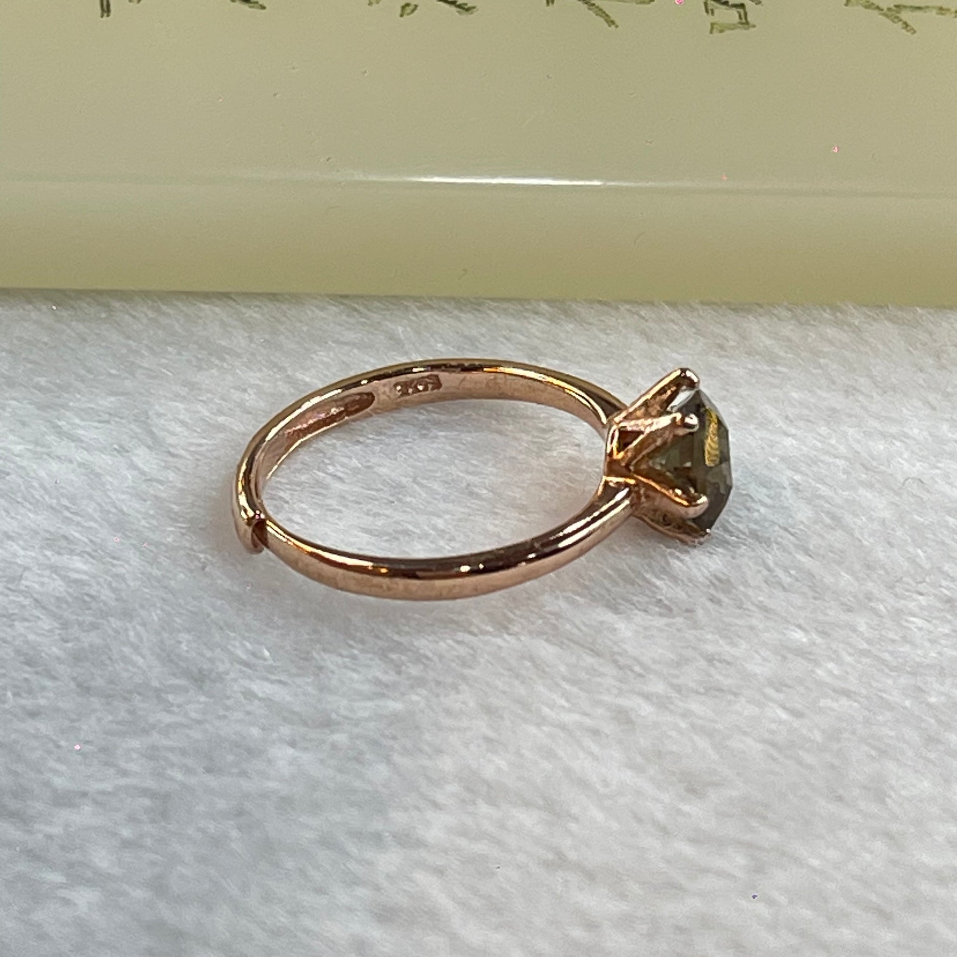 Natural Smoky Quartz In 925 Sliver Rose Gold Colour Ring (Adjustable Size) 1.82g 6.4 by 3.5 by 5.4mm - Huangs Jadeite and Jewelry Pte Ltd