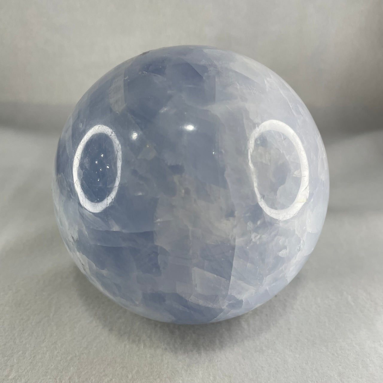 Natural Blue Calcite Crystal Sphere Ball 天然蓝色方解石球 with Wooden Stand 1,535.9g 99.0 by 130.0mm - Huangs Jadeite and Jewelry Pte Ltd