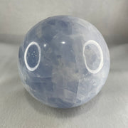 Natural Blue Calcite Crystal Sphere Ball 天然蓝色方解石球 with Wooden Stand 1,535.9g 99.0 by 130.0mm - Huangs Jadeite and Jewelry Pte Ltd