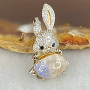 Rare Natural Blue Dumortierite Rutilated Quartz in S925 Sliver Rabbit Pendant 2.40g 10.0 by 7.1 by 5.5mm - Huangs Jadeite and Jewelry Pte Ltd