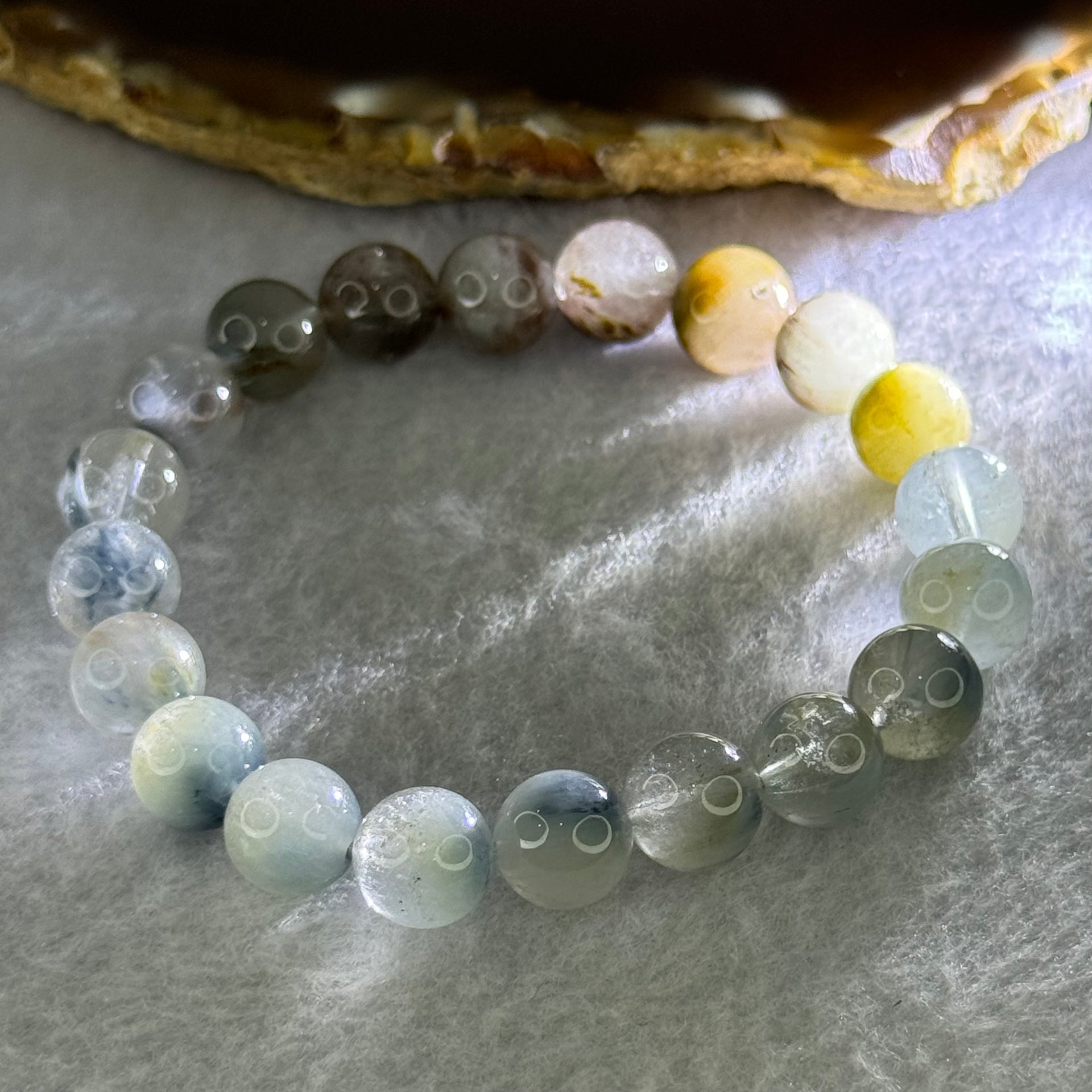 Natural Blue Rabbit Hair Rutilated Quartz Beads Bracelet 25.33g 16.5cm 9.9mm 20 Beads - Huangs Jadeite and Jewelry Pte Ltd