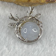 Type A Lavender Jadeite in S925 Sliver Reindeer with Crystal Charm 2.92g 9.8 by 6.0mm - Huangs Jadeite and Jewelry Pte Ltd