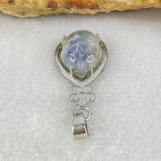 Good Grade Rare Natural Blue Dumortierite Rutilated Quartz in S925 Pendant 2.58g 12.2 by 9.7 by 5.5mm - Huangs Jadeite and Jewelry Pte Ltd