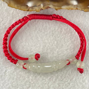 Type A Light Green Jadeite Scholarship Brush in Red String Bracelet 5.57g 6.7 by 7.5 by 33.5mm - Huangs Jadeite and Jewelry Pte Ltd