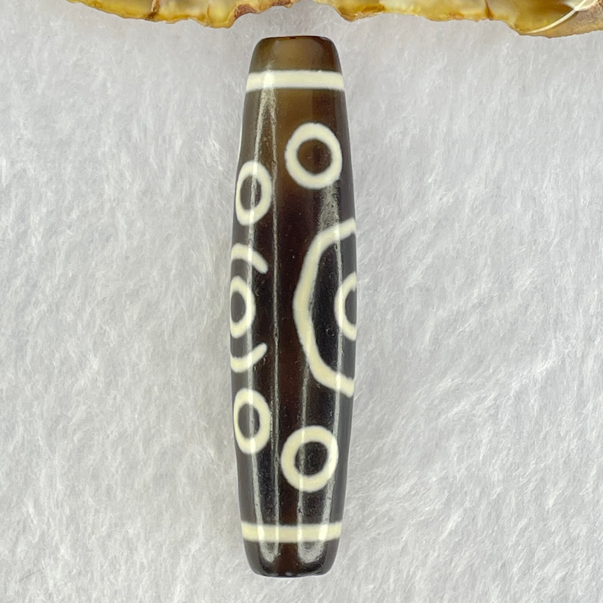 Natural Powerful Tibetan Old Oily Agate 13 Eyes Dzi Bead Heavenly Master (Tian Zhu) 十三眼天诛 17.30g 58.2 by 13.9mm - Huangs Jadeite and Jewelry Pte Ltd