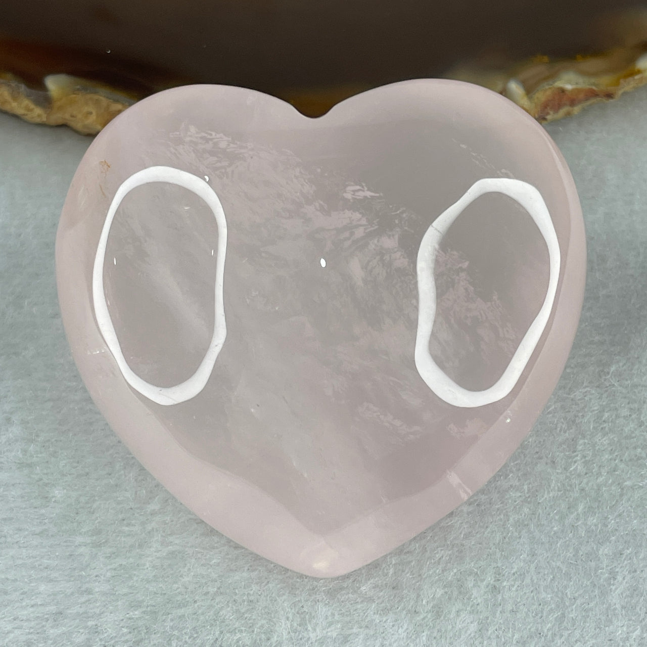 Above Average Grade Natural Rose Quartz Heart Shape Display 94.12g 49.0 by 53.0 by 28.0mm