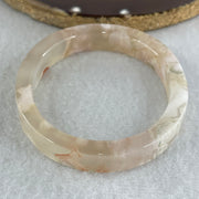 Natural Pink Flower Agate Set Oval Bangle 77.72g Inner Diameter 56.4mm 10.2 by 6.8mm (Perfect) - Huangs Jadeite and Jewelry Pte Ltd