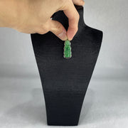 Certified Type A Semi Icy Spicy Green Jadeite Guan Yin Pendant Setting 18k White Gold 2.68g 37.0 by 12.3 by 5.3mm - Huangs Jadeite and Jewelry Pte Ltd