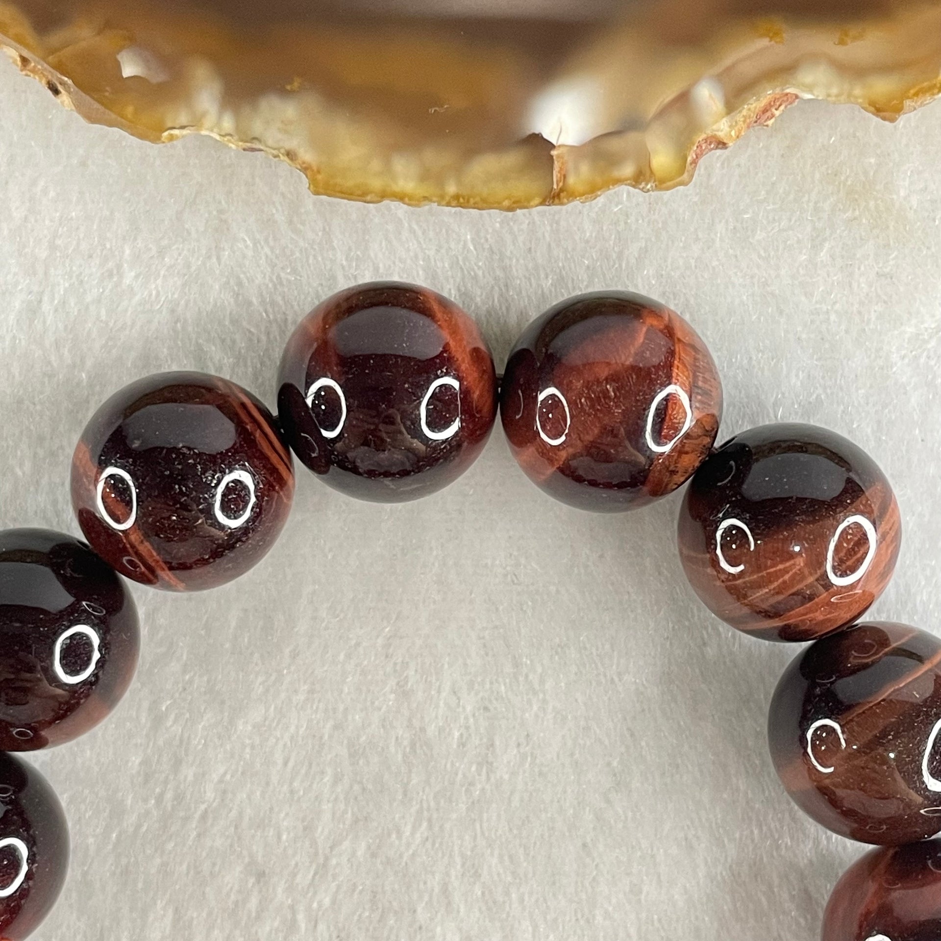 Natural Red Tiger's Eye Quartz Beads Bracelet 59.13g 16.5cm 14.2mm 15 Beads - Huangs Jadeite and Jewelry Pte Ltd