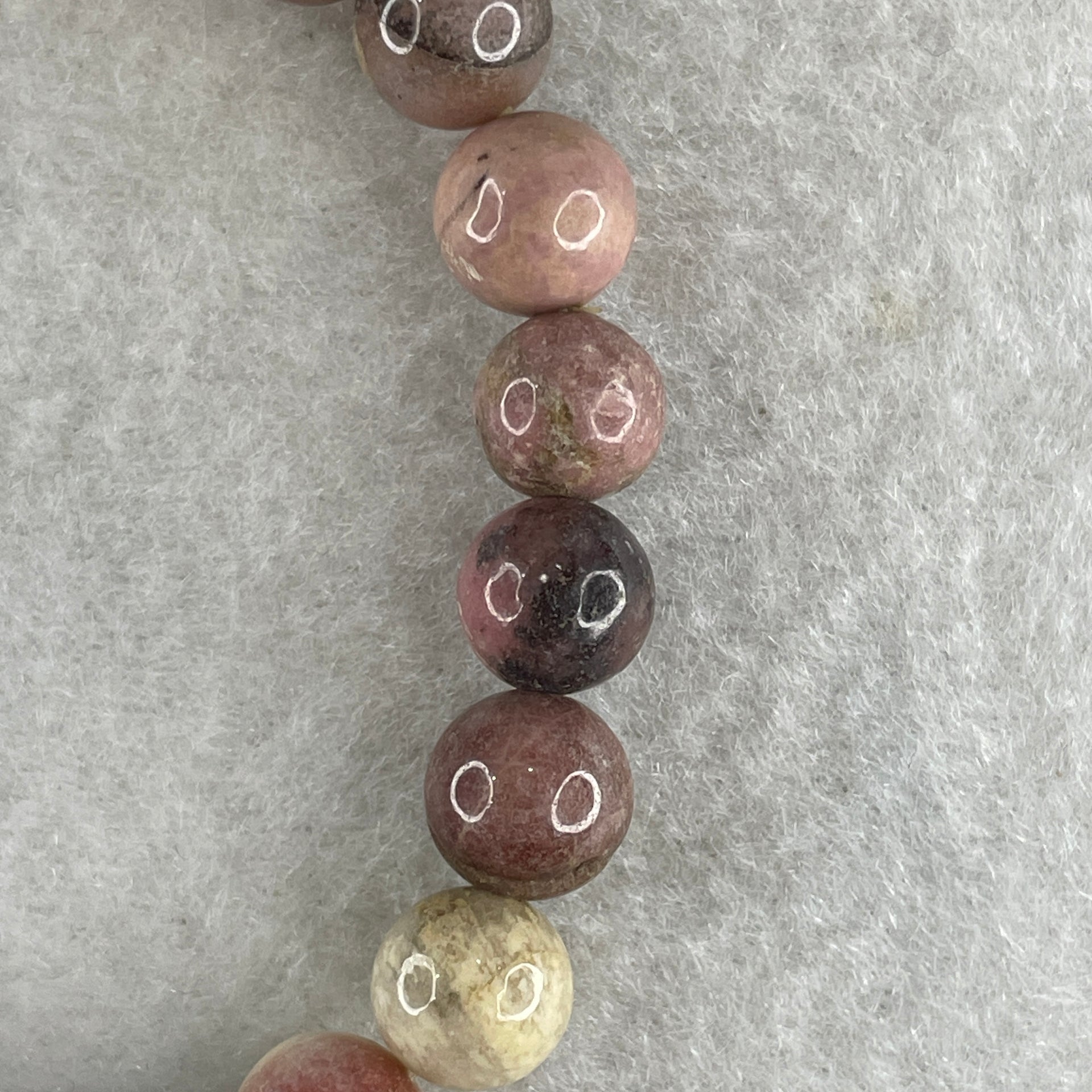 Natural Dark Pink Rhodonite Beads Bracelet 16.08g 14cm 8.1mm 22Beads - Huangs Jadeite and Jewelry Pte Ltd