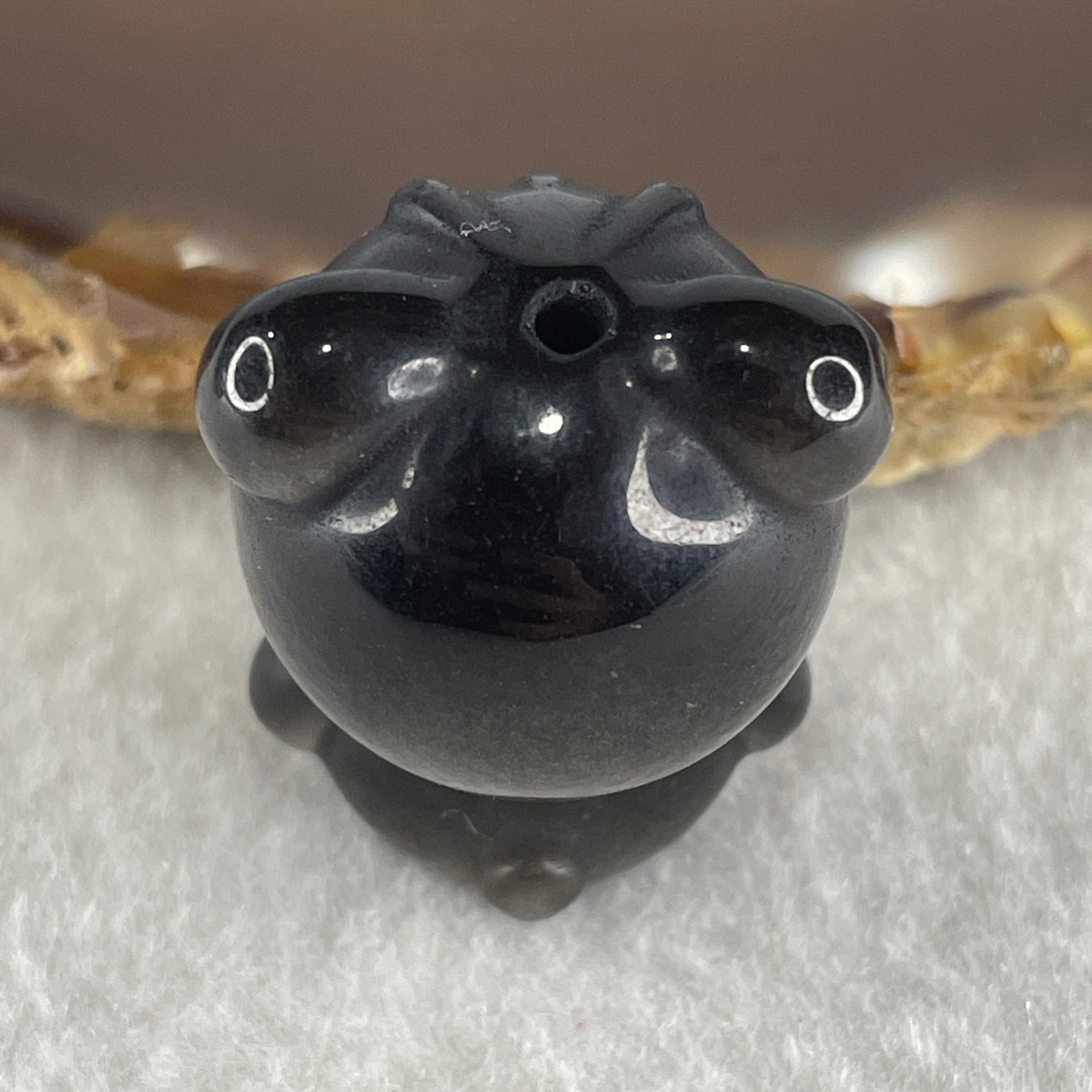 Black Obsidian Labubu Charm Display 15.25g 29.0 by 21.9 by 19.4mm - Huangs Jadeite and Jewelry Pte Ltd
