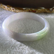 Natural Type A Light Lavender with Green Jadeite Oval Bangle 37.75g Inner Diameter 55.6mm 11.1 by 6.9mm (Close to Perfect) - Huangs Jadeite and Jewelry Pte Ltd