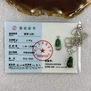 Type A Icy Green Omphasite Jadeite Milo Buddha 12.8 by 7.1 by 3.5mm with Crystals in S925 Sliver Necklace 2.87g - Huangs Jadeite and Jewelry Pte Ltd