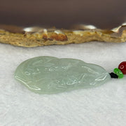 Type A Semi ICY Light Green Jadeite Benefactor with Lotus Flower Pendent 12.08g 46.4 by 27.6 by 4.8mm - Huangs Jadeite and Jewelry Pte Ltd