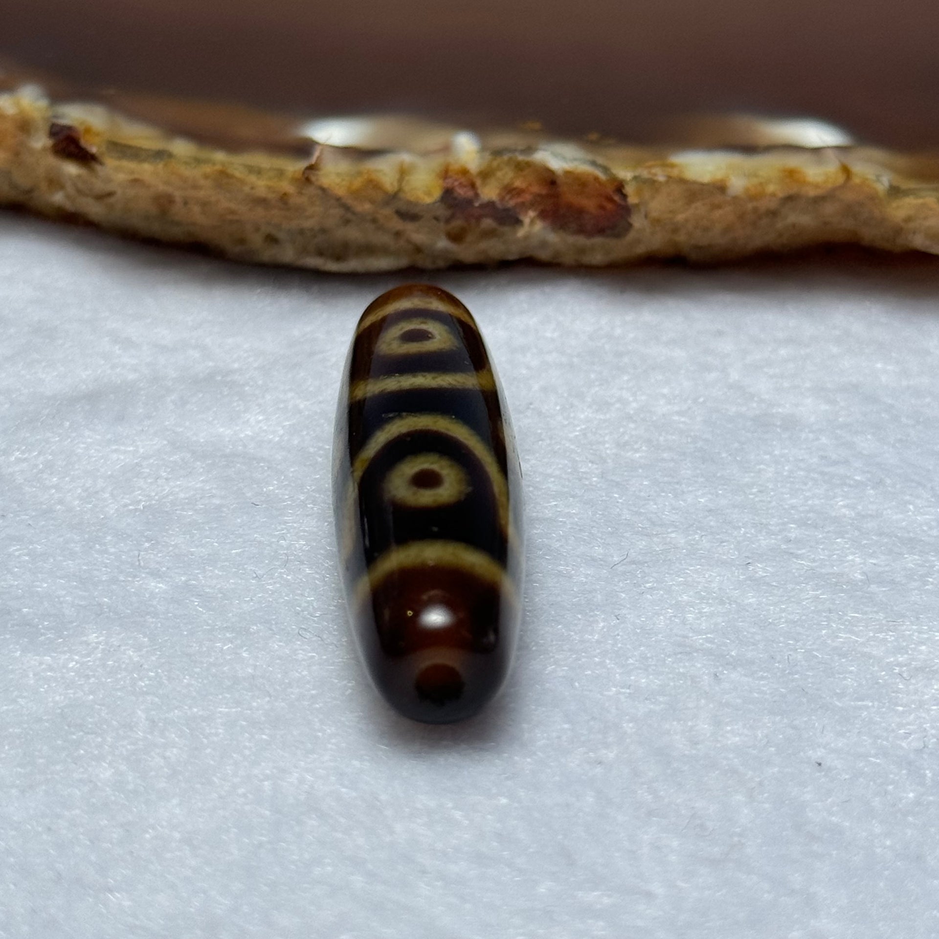 Natural Powerful Tibetan Old Oily Agate 6 Eyes Dzi Bead Heavenly Master (Tian Zhu) 六眼天诛 7.83g 39.5 by 11.5mm - Huangs Jadeite and Jewelry Pte Ltd