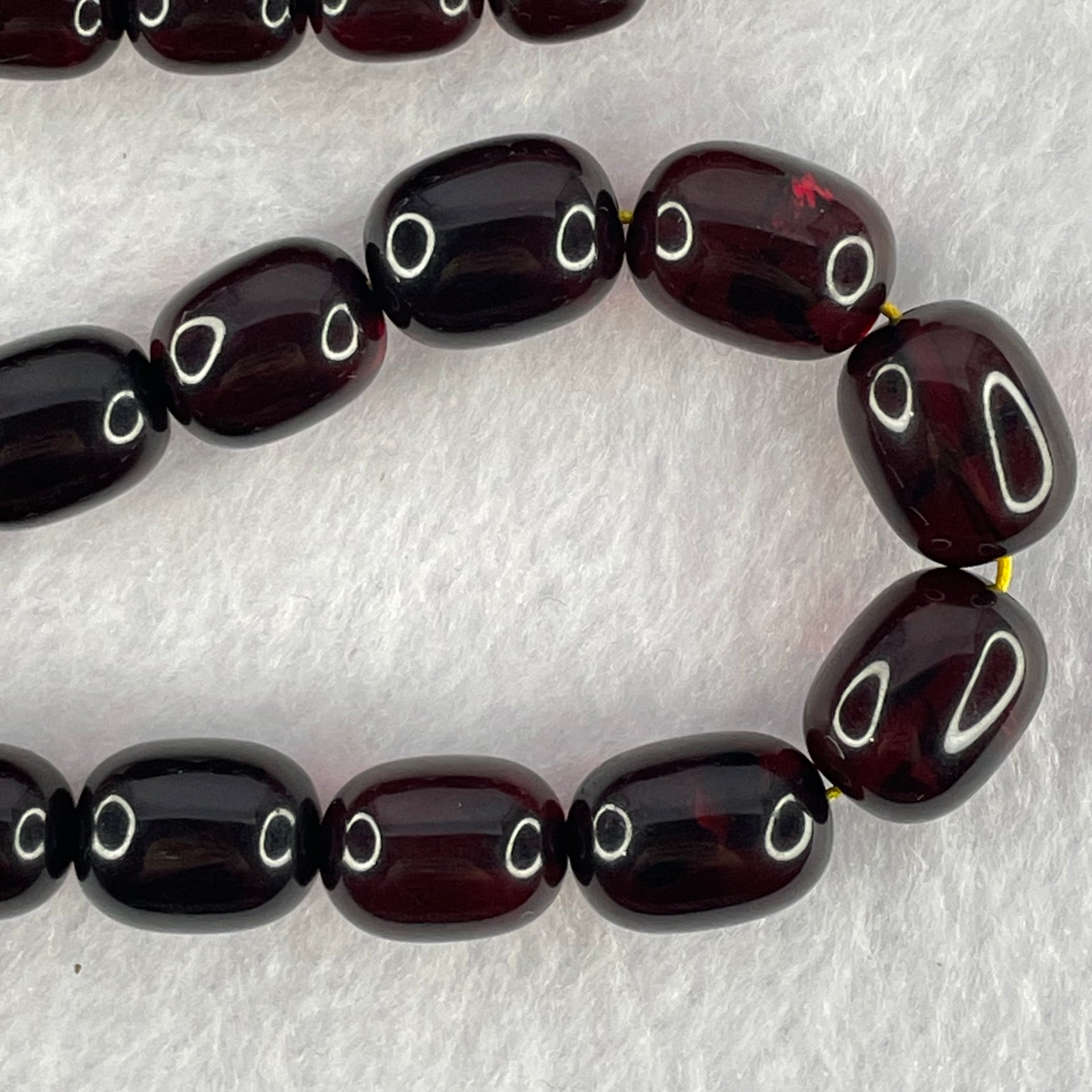 Natural Blood Red Amber Beads Bracelet 天然血珀手链 27.99g 48cm 7.3-11.5mm 43 Beads - Huangs Jadeite and Jewelry Pte Ltd